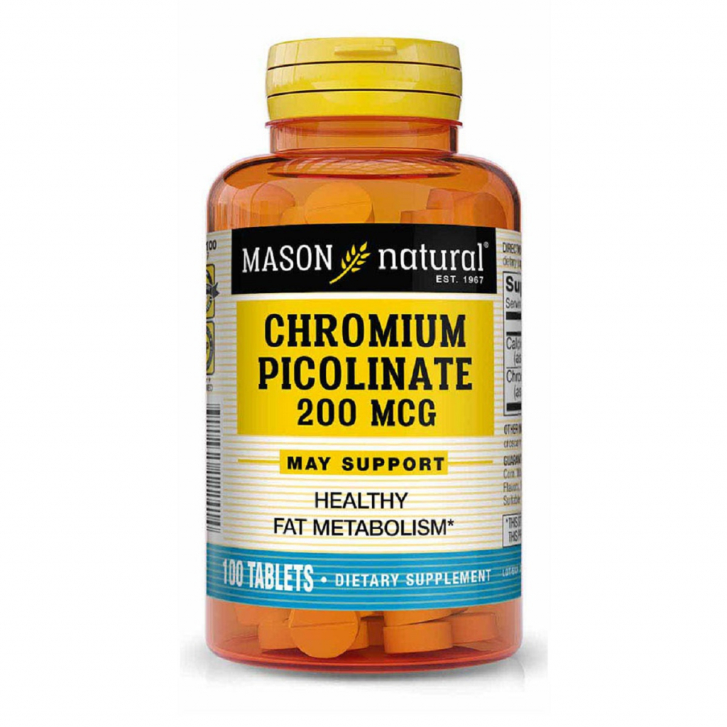 Мінерали Mason Natural Хром Пиколинат 200 мкг, Chromium Picolinate, 100 таблеток (MAV12241) - зображення 1