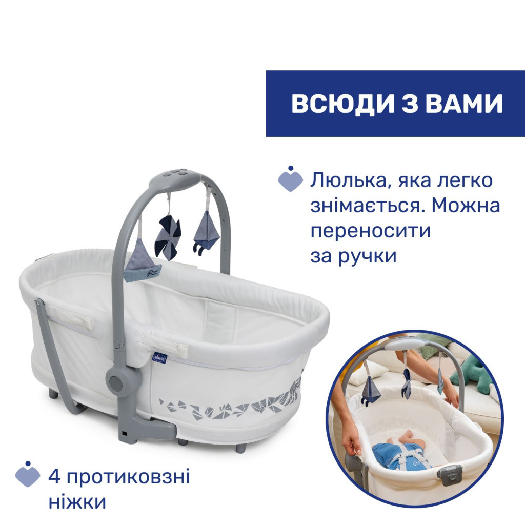 Ліжечко Chicco Колиска для новонародженого 5 в 1 Baby Hug Pro, білий (87076.14) - зображення 3