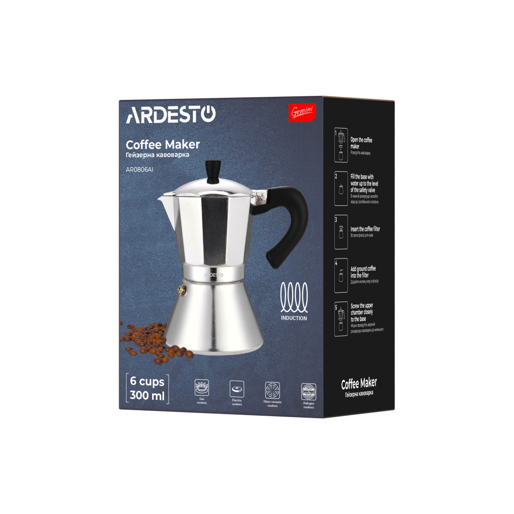 Гейзерна кавоварка Ardesto Gemini Piemonte 6 чашок (AR0806AI) - изображение 10