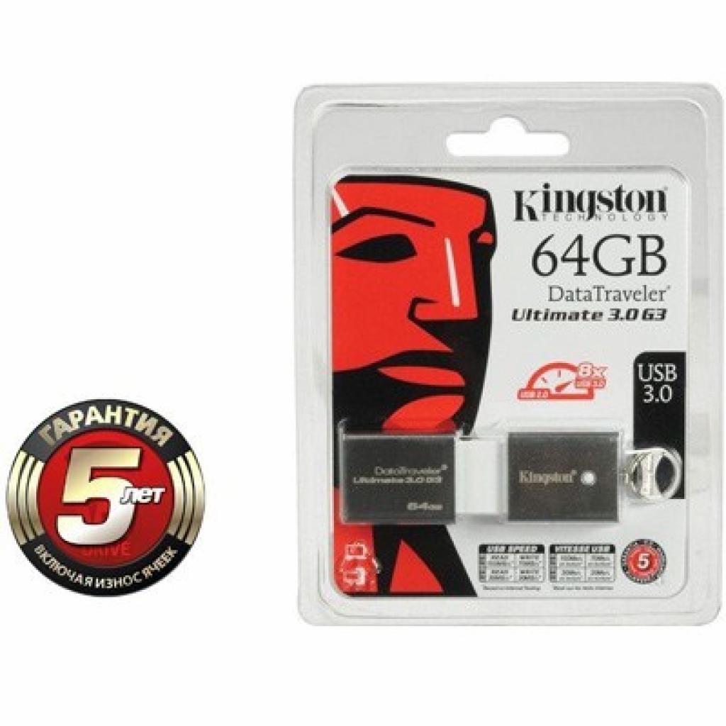 USB флеш накопичувач Kingston 64Gb DataTraveler Ultimate G3 USB3.0 (DTU30G3/64GB) - зображення 3