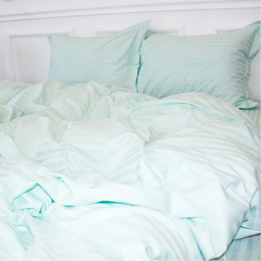 Постільна білизна MirSon Satin Stripe 30-0013 Azure 175х210 двоспальний (2200005252390) - зображення 1