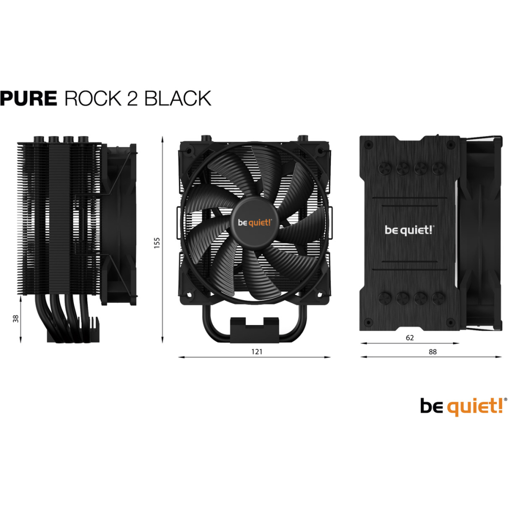 Кулер до процесора Be quiet! Pure Rock 2 Black (BK007) - зображення 7