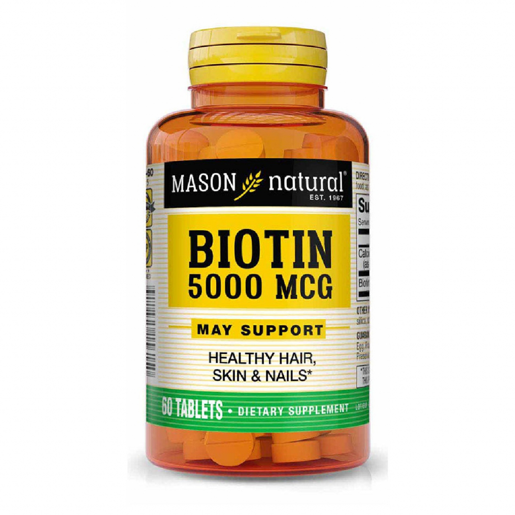 Вітамін Mason Natural Біотин 5000 мкг, Biotin, 60 пігулок (MAV15615) - зображення 1