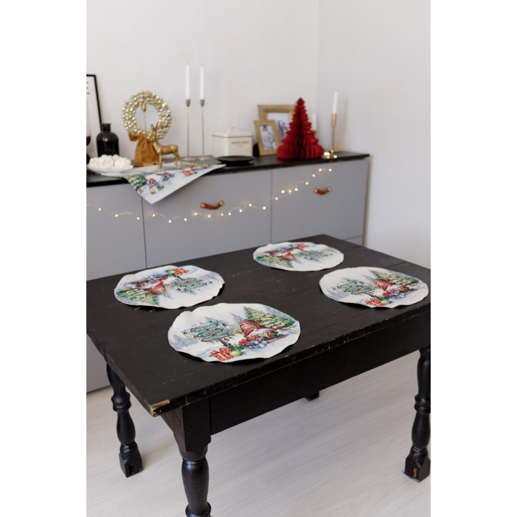 Серветка на стіл Прованс гобеленова Різдвяне багаття D 35 см (036429) - зображення 3