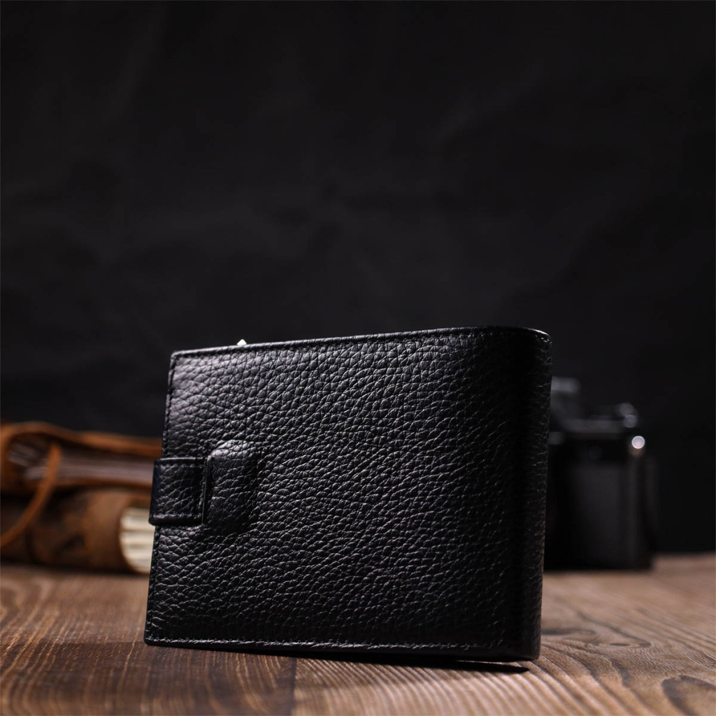 Портмоне Bond Accessories З натуральної зернистої шкіри Чорне (22059) - изображение 11