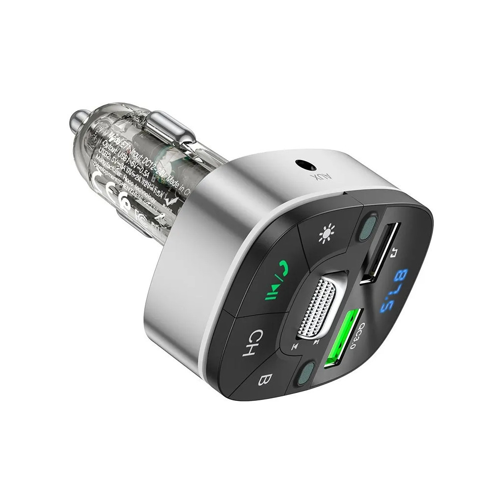 FM модулятор HOCO E71, Black/Silver, Box - зображення 4