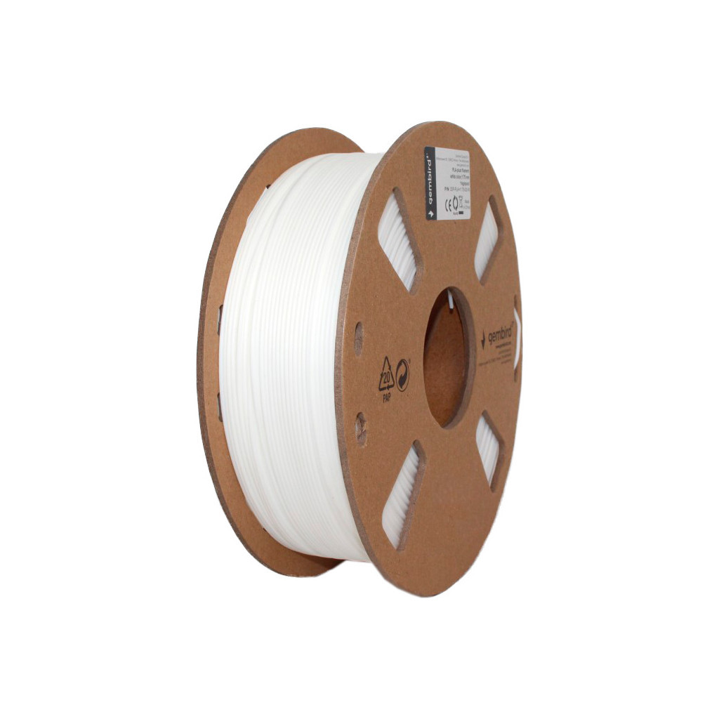 Пластик для 3D-принтера Gembird PLA+, 1.75 мм, 1 kg, white (3DP-PLA+1.75-02-W) - зображення 1