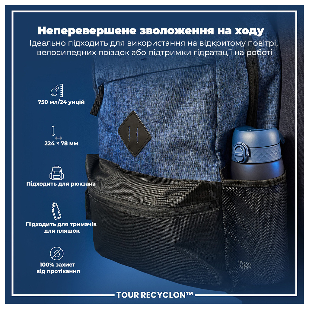 Пляшка для води ION8 OneTouch 750 мл BPA Free, Navy (I8RF750NAV) - зображення 5