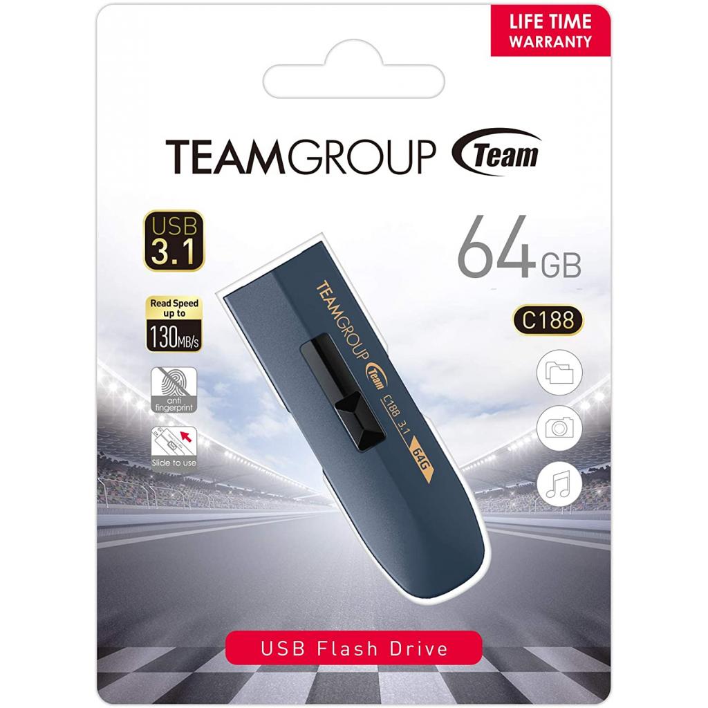 USB флеш накопичувач Team 64GB C188 Indigo USB 3.1 (TC188364GL01) - зображення 5