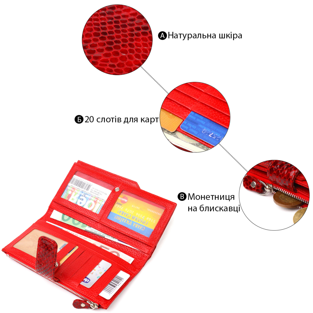 Гаманець Canpellini З натуральної шкіри Червоний (21639) - зображення 5