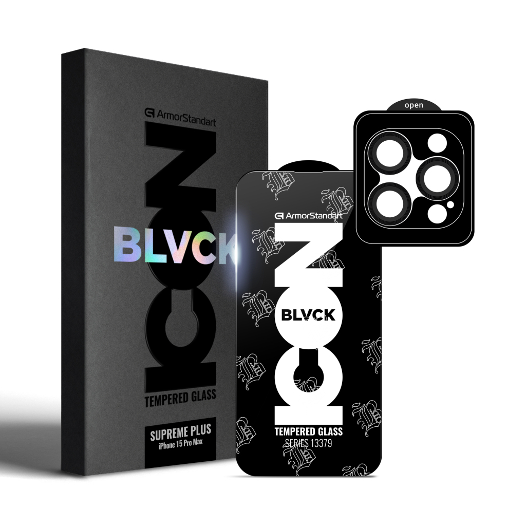 Скло захисне Armorstandart Supreme Plus Black Icon Apple iPhone 15 Pro Max (ARM71140) - зображення 1