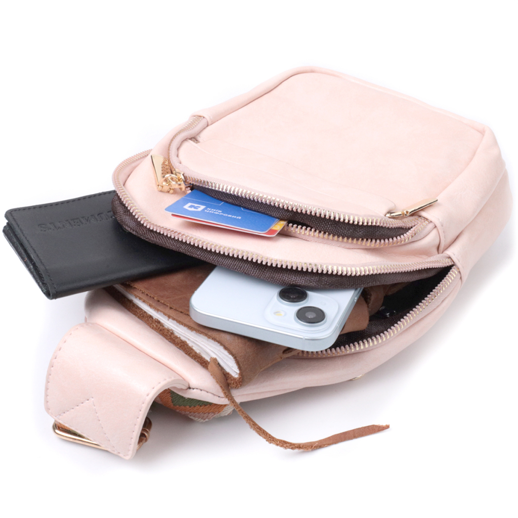 Сумка Vintage Компактна жіноча з однією лямкою через плече з гладкої екошкіри Рожева (22766) - зображення 9