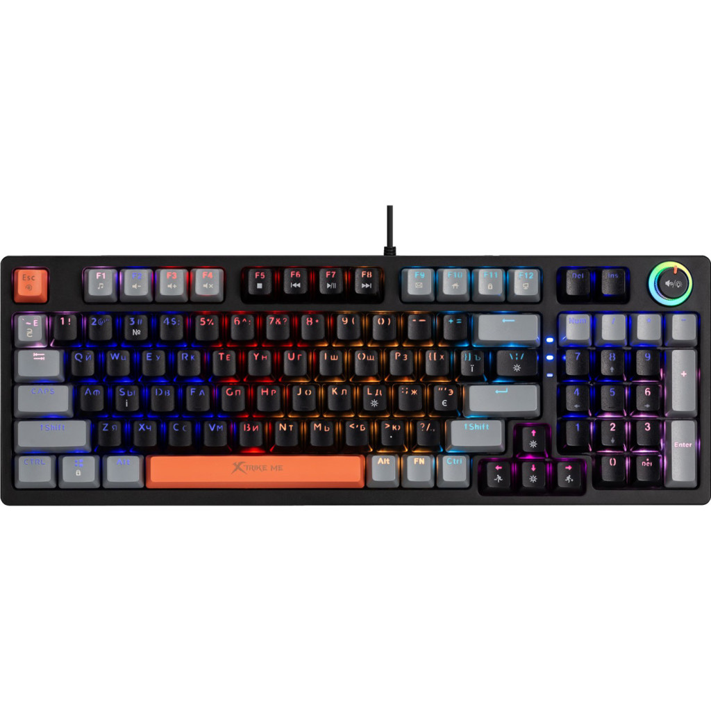 Клавіатура Xtrike ME GK-987 RGB Mechanical USB UA Black/Grey (GK-987GGRUA) - зображення 1