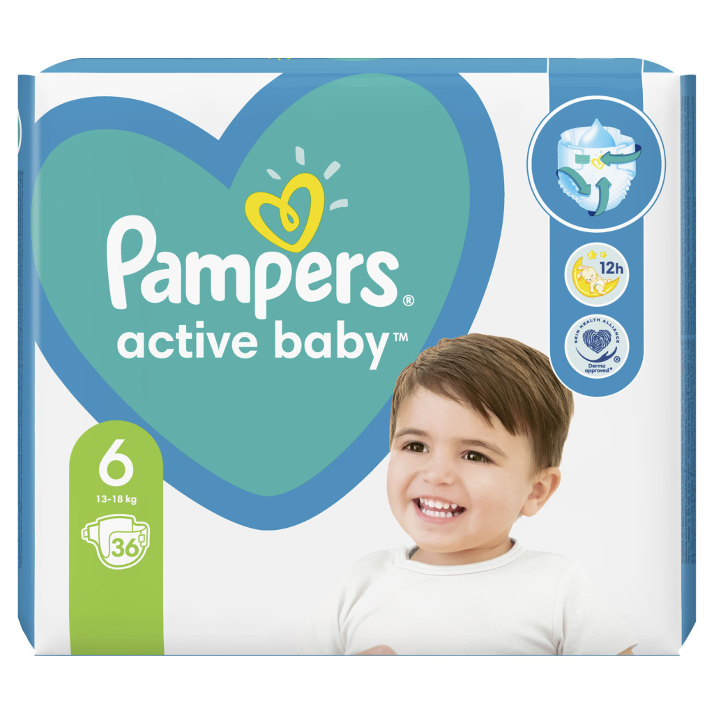 Підгузки Pampers Active Baby Giant Розмір 6 (13-18 кг) 36 шт (8001090950338) - зображення 2