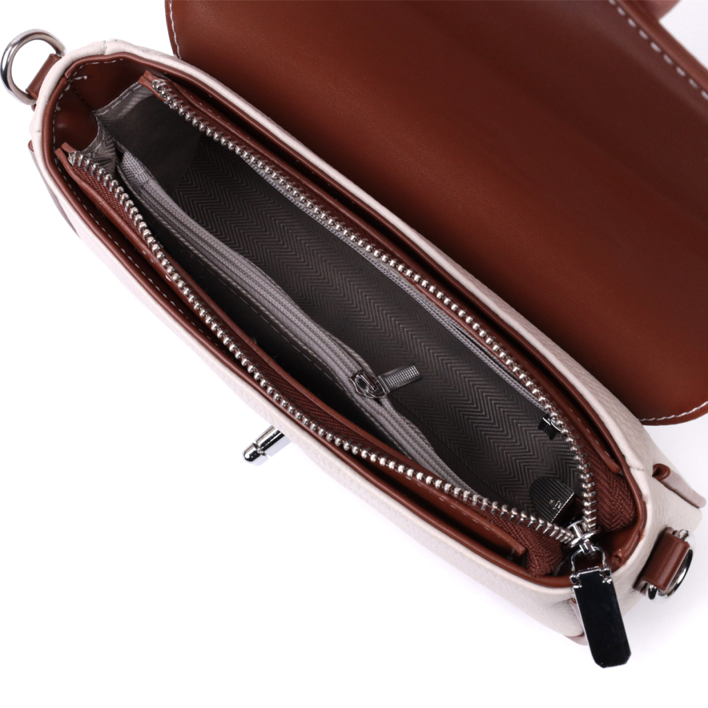 Сумка Vintage Жіноча з фактурним клапаном з натуральної шкіри Біла (22623) - зображення 9