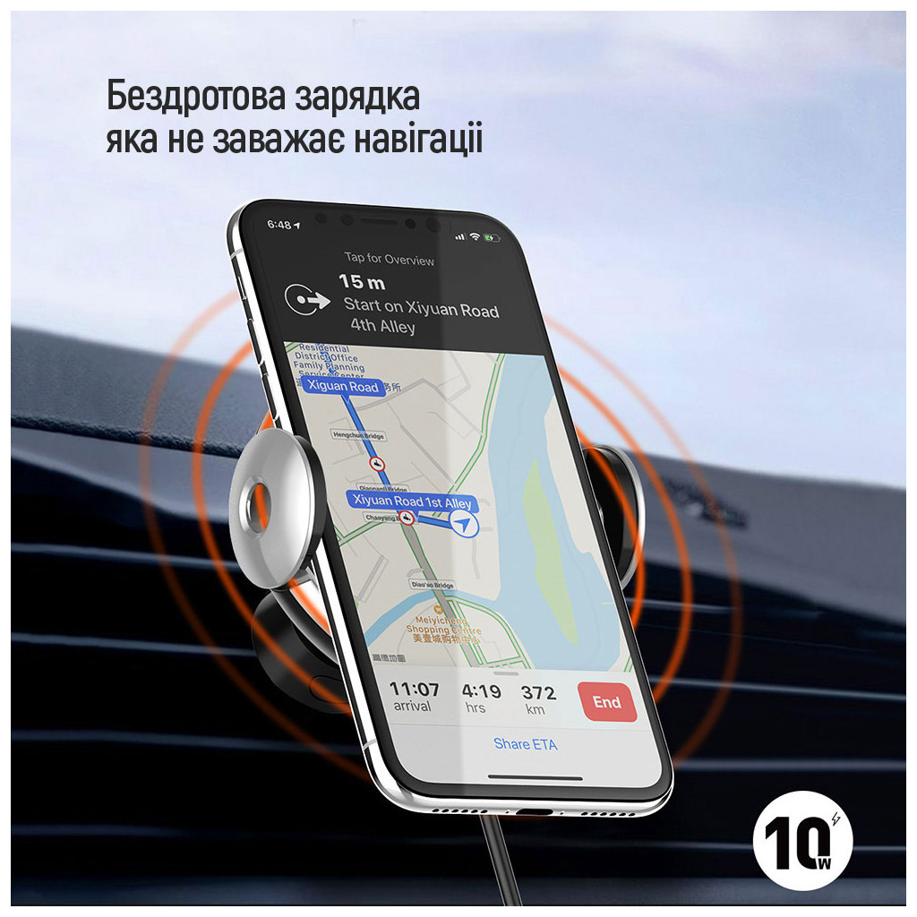 Універсальний автотримач ColorWay AutoSense Car Wireless Charger 2 10W Black (CW-CHAW035Q-BK) - изображение 11