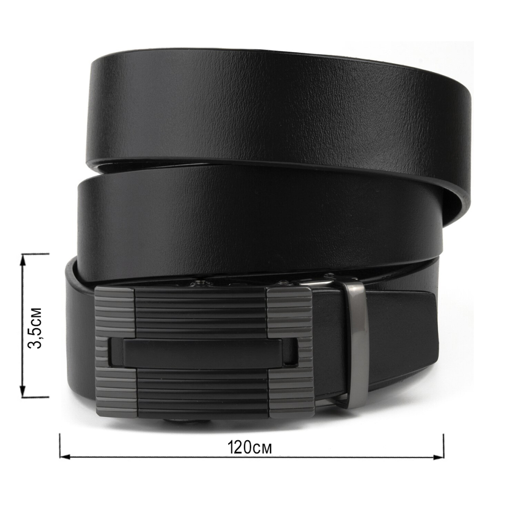 Ремінь Vintage Чоловічий з лінійною пряжкою Чорний (20290) - зображення 3