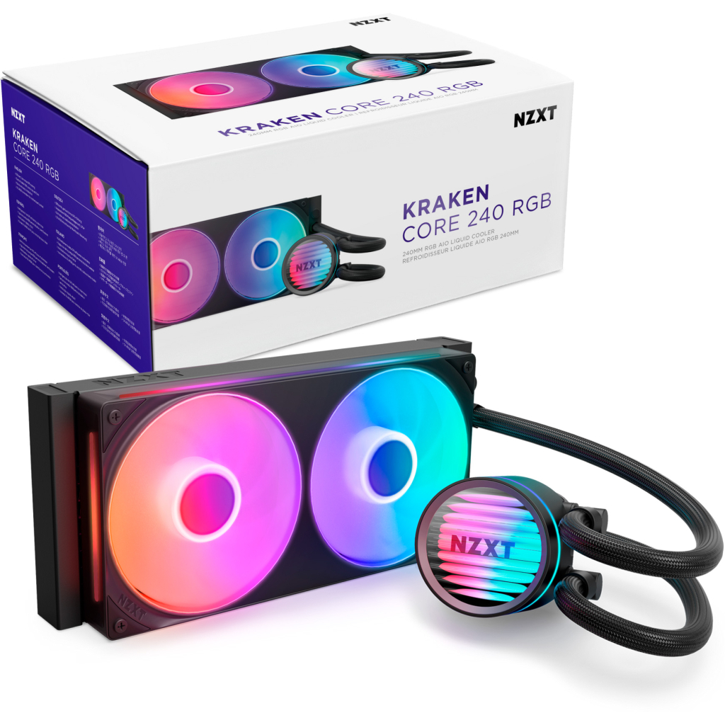 Система рідинного охолодження NZXT Kraken Core 240 Black with RGB fans Single Fra (RL-KR24C-B1) - зображення 2