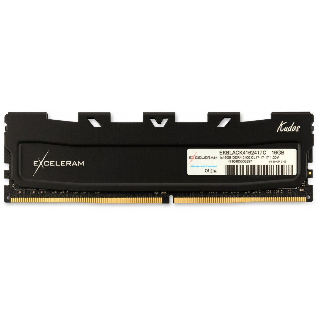 Модуль пам'яті для комп'ютера DDR4 16GB 2400 MHz Black Kudos eXceleram (EKBLACK4162417C) - зображення 1
