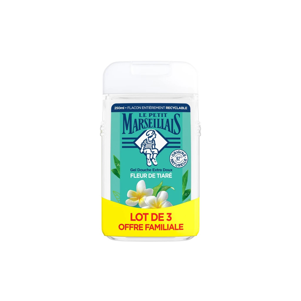 Гель для душу Le Petit Marseillais Квітка тіаре 3 x 250 мл (3574661699615) - зображення 3