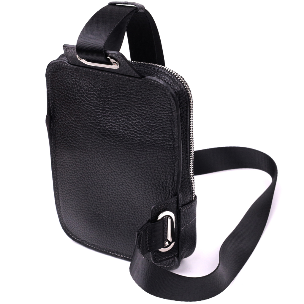 Сумка Grande Pelle Бананка з натуральної шкіри Чорна (22877) - зображення 2