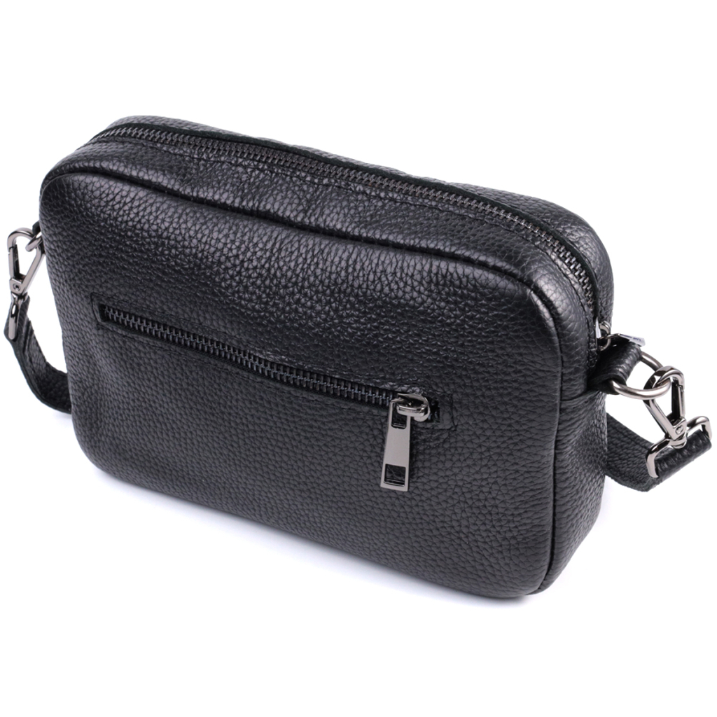 Сумка Shvigel Крос-боді з зернистої натуральної шкіри Чорна (22842) - зображення 2