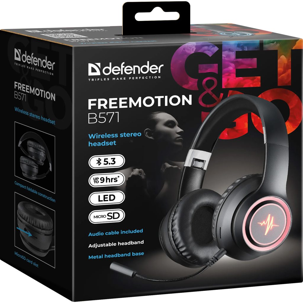 Навушники Defender FreeMotion B571 Bluetooth LED Black (63572) - зображення 8