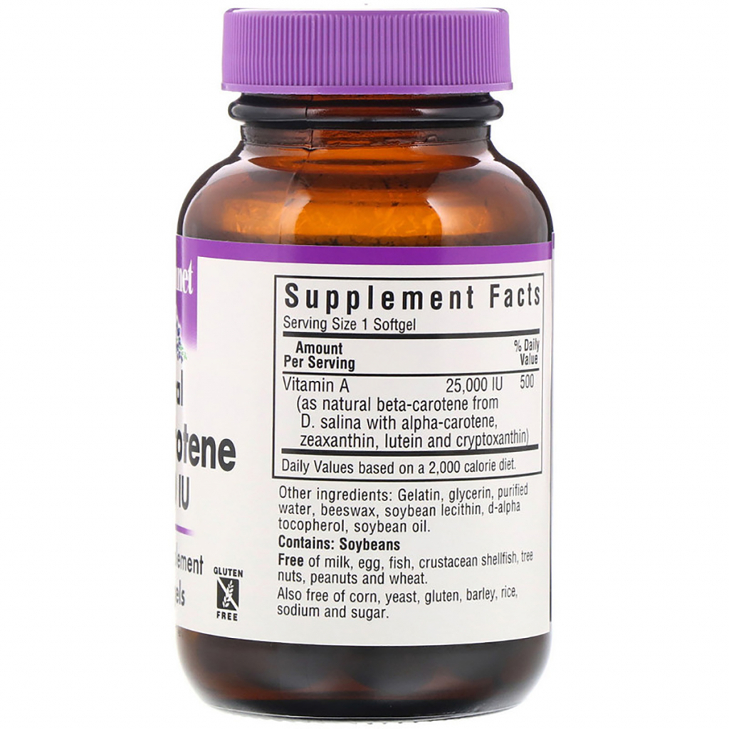 Вітамін Bluebonnet Nutrition Натуральний бета-каротин, Beta Carotene 25,000МЕ, 90 гелевих (BLB-00316) - зображення 2
