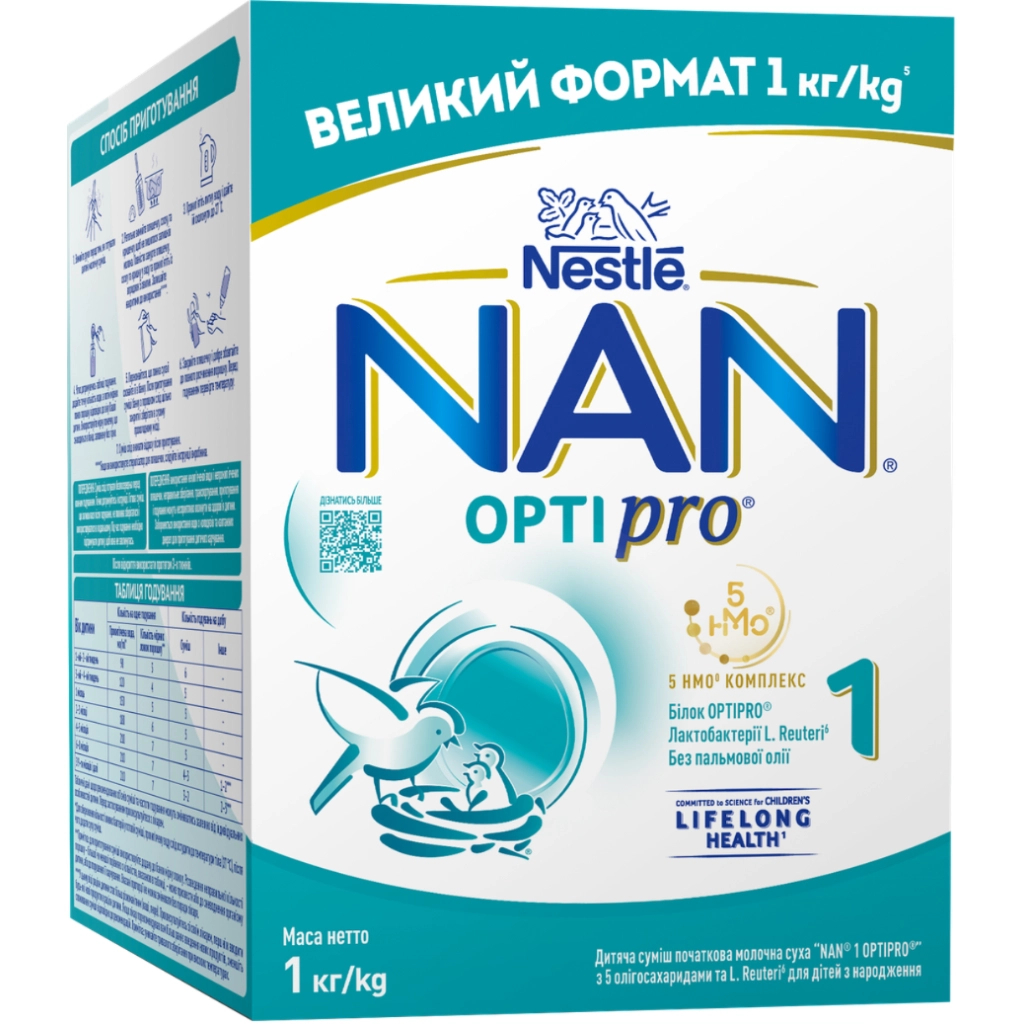 Дитяча суміш Nestle NAN 1 Optipro з 5 олігосахаридами та L. Reuteri для дітей з народження 1 кг (1000003) - изображение 1