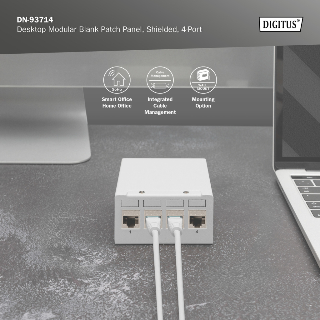Патч-панель настільна, 4 порти, модульна Digitus (DN-93714) - изображение 10