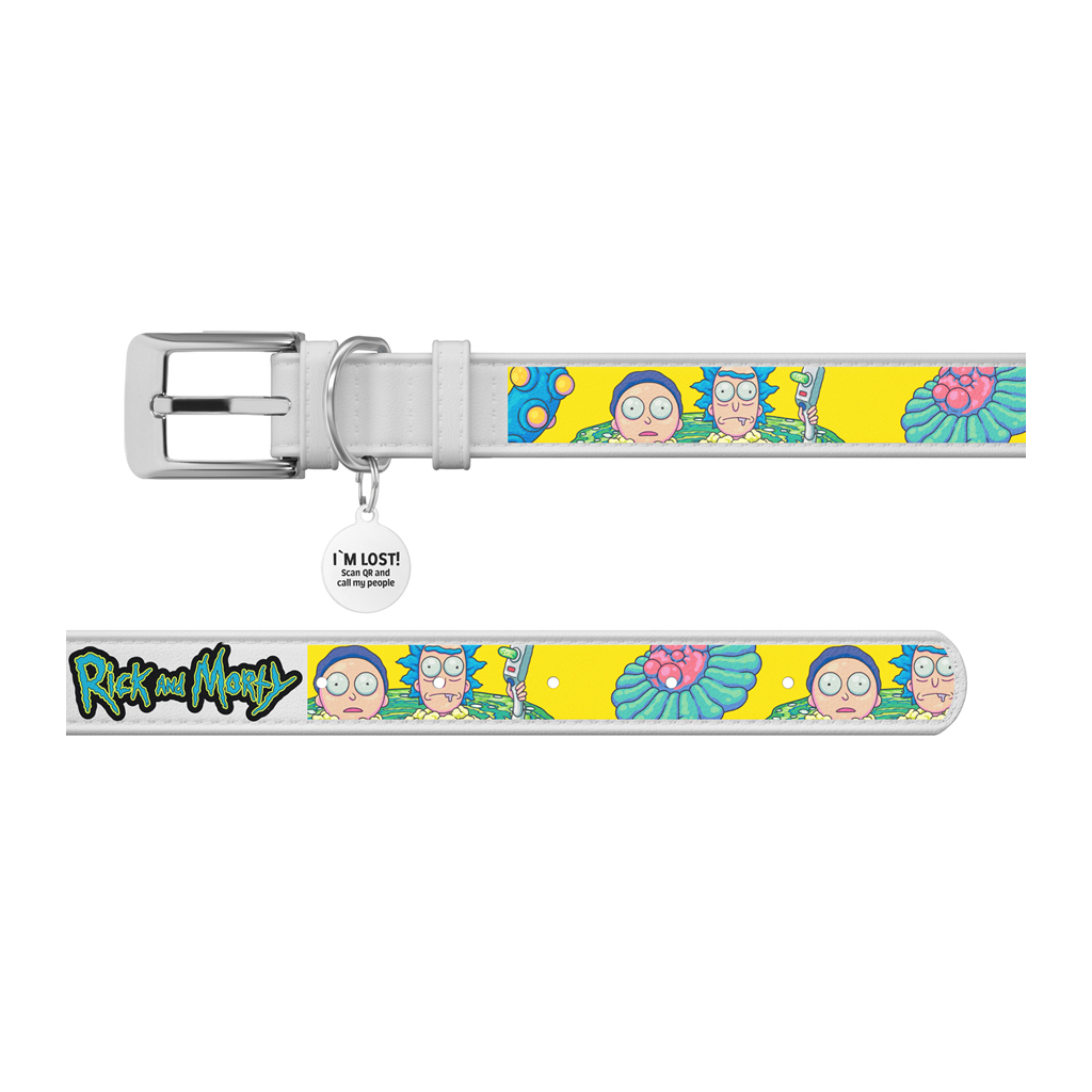 Нашийник для тварин WAUDOG Design з QR паспортом "Рік та Морті 1" Ш 25 мм Д 38-49 см білий (3605-0280-15) - зображення 3