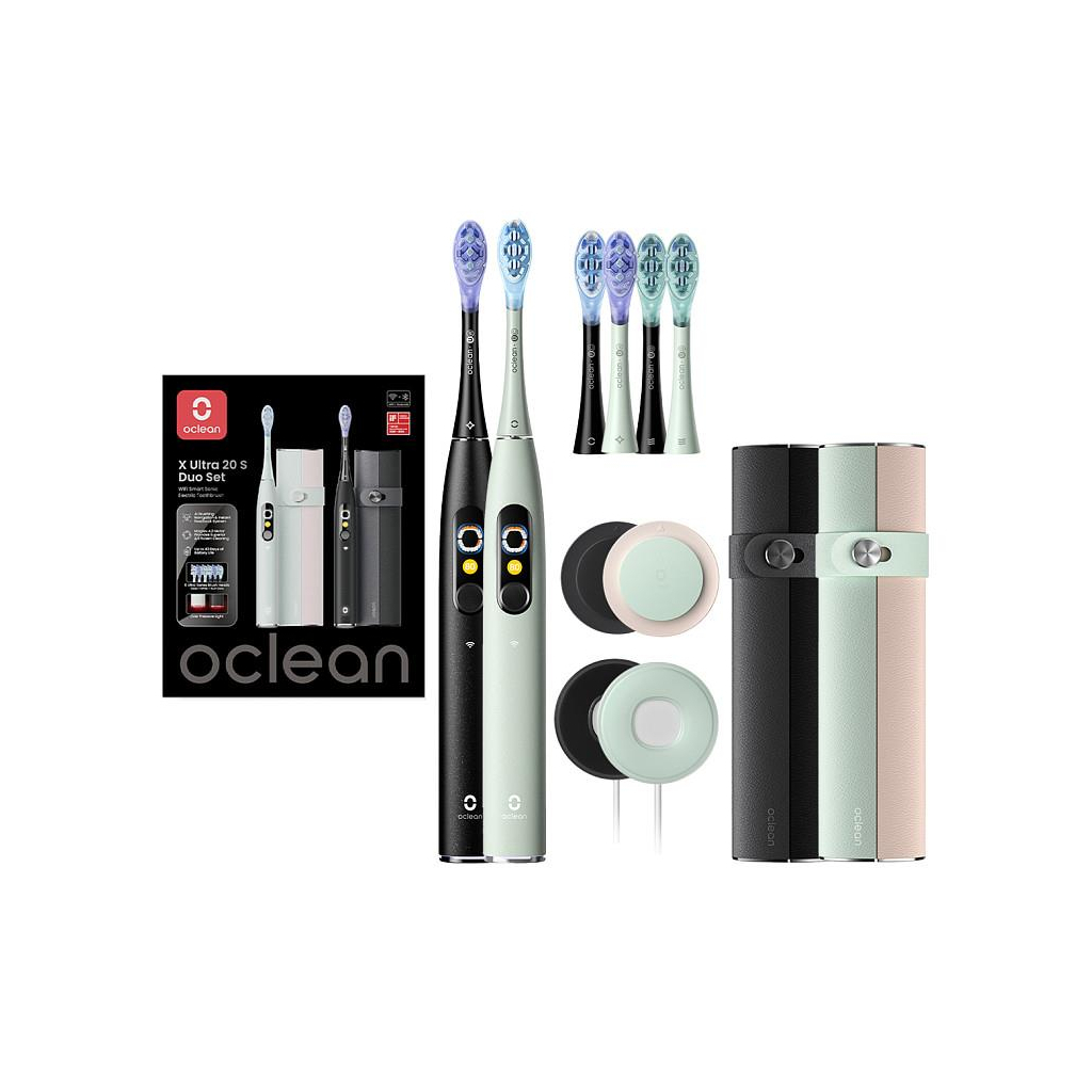Електрична зубна щітка Oclean X Ultra 20 S Duo Set Green+Black (6970810557152) - зображення 1