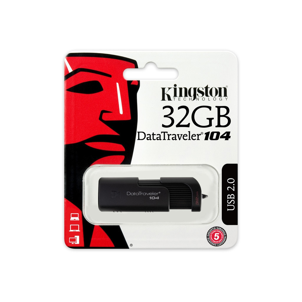 USB флеш накопичувач Kingston 32GB DataTraveller 104 Black USB 2.0 (DT104/32GB) - зображення 6