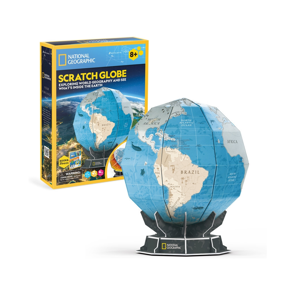 Пазл Cubic Fun Тривимірна головоломка-конструктор Stem Скретч глобус (DS1082h) - зображення 5