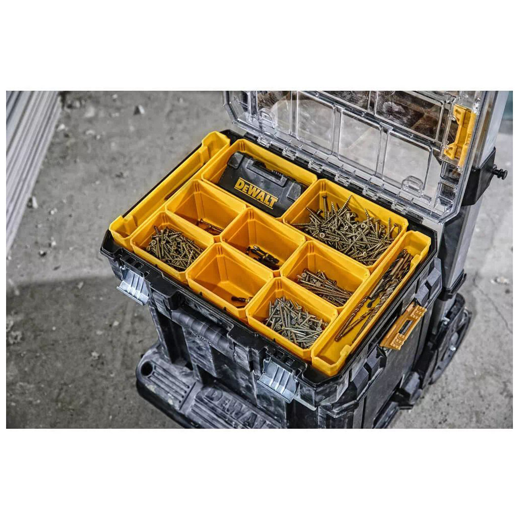 Ящик для інструментів DeWALT TSTAK, прозора кришка, 10 чашок, IP54 (DWST82968-1) - зображення 6