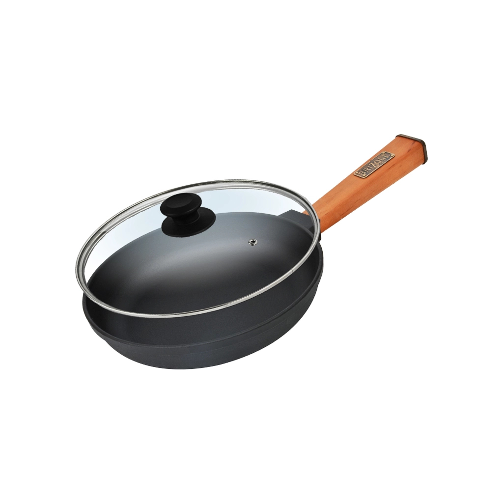 Сковорода Brizoll Optima чавунна з ручкою та скляною кришкою 220х40 мм (O2240-P-C) - зображення 1