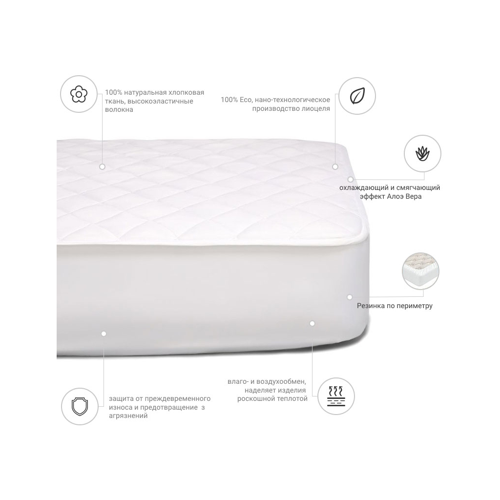 Наматрацник MirSon Natural Line Стандарт Tencel Aloe Vera 98 (2200000840271) - зображення 3