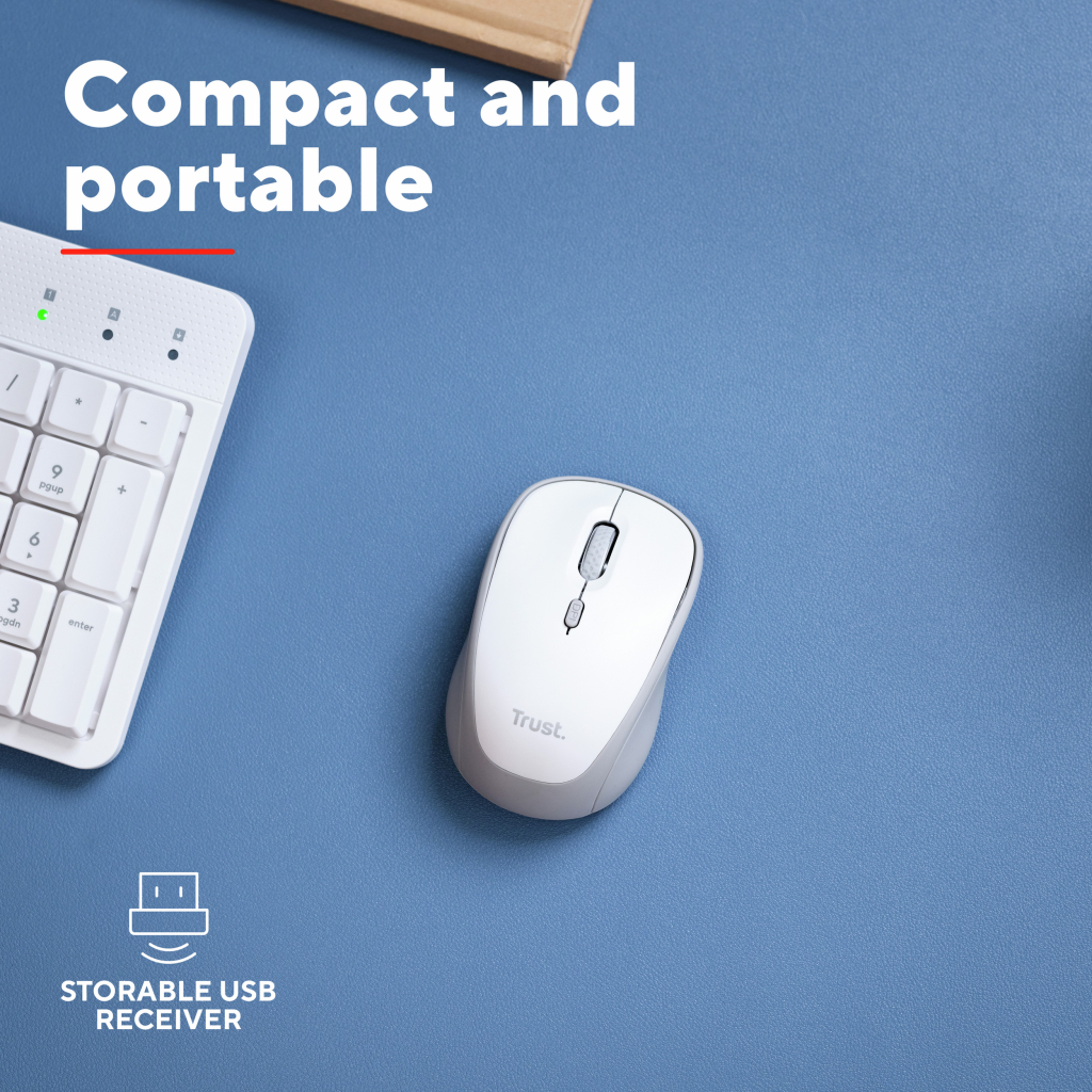 Мишка Trust Yvi+ Silent Wireless/Bluetooth White (25513) - зображення 9