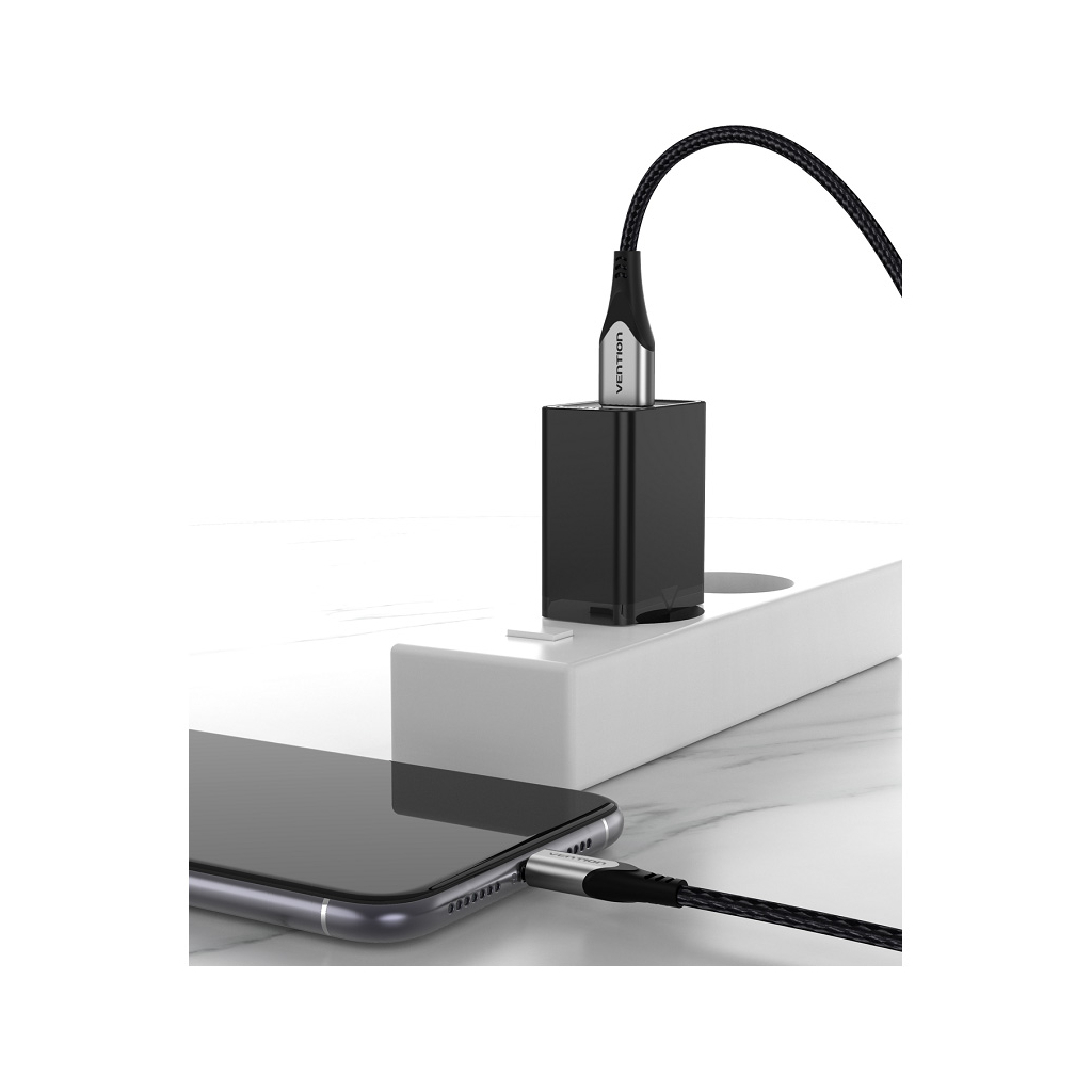 Зарядний пристрій Vention 1xUSB 12W Black (FAAB0-EU) - зображення 3