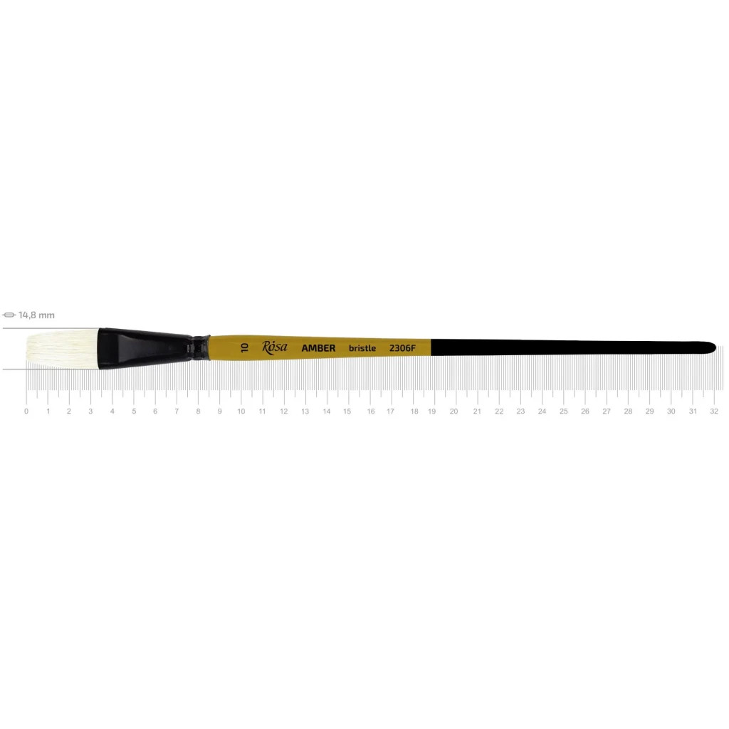 Пензлик для малювання Rosa Щетина плоска, AMBER 2306F, №10 (4823098533313) - изображение 1