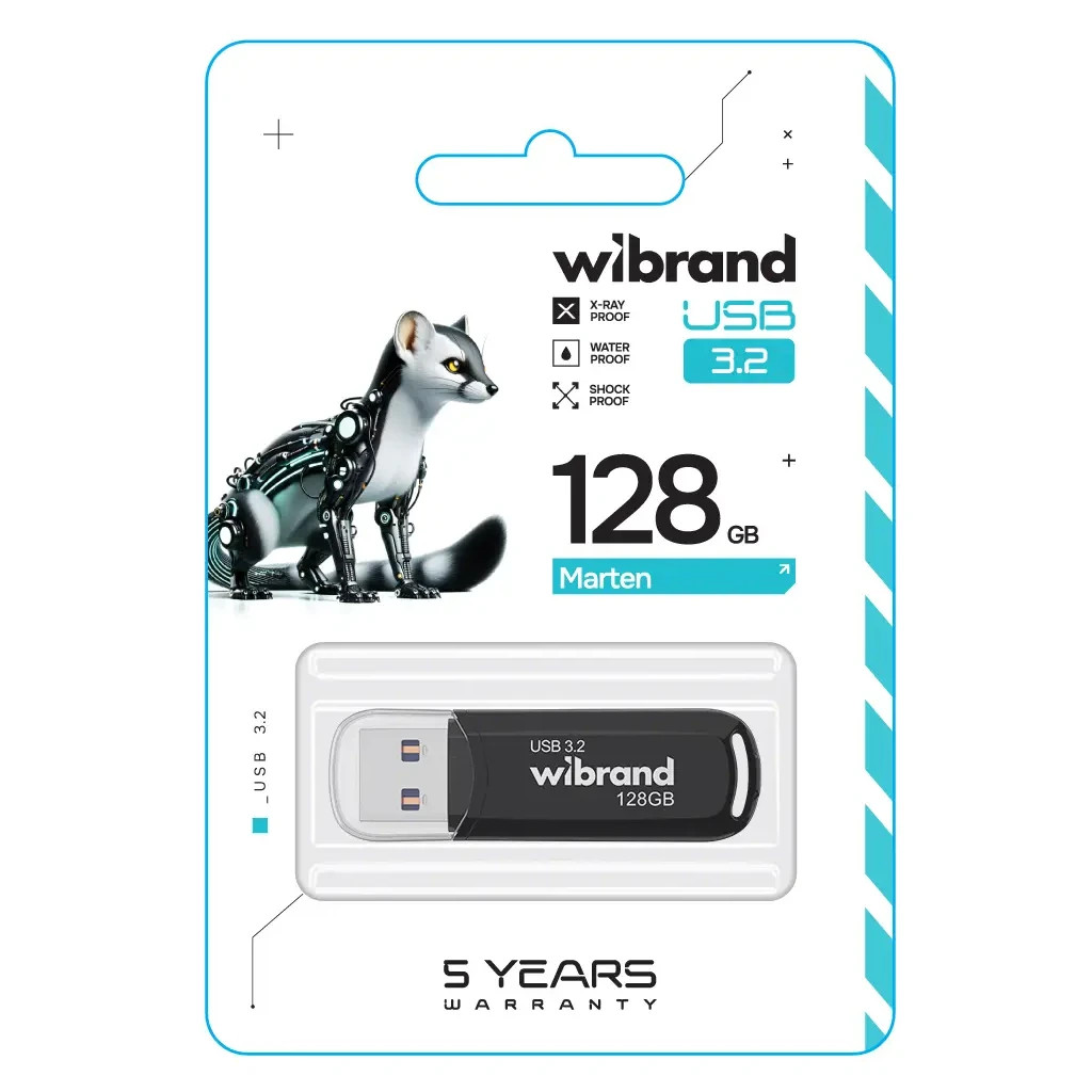 USB флеш накопичувач Wibrand 128GB Marten Black USB 3.2 Gen 1 (USB 3.0) (WI3.2/MA128P10B) - зображення 2