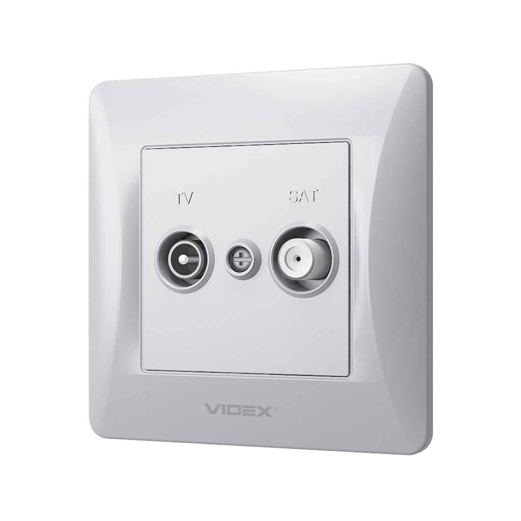 ТВ розетка Videx BINERA TV + SAT кінцева срібний шовк (VF-BNSK2TVSATE-SS) - изображение 1