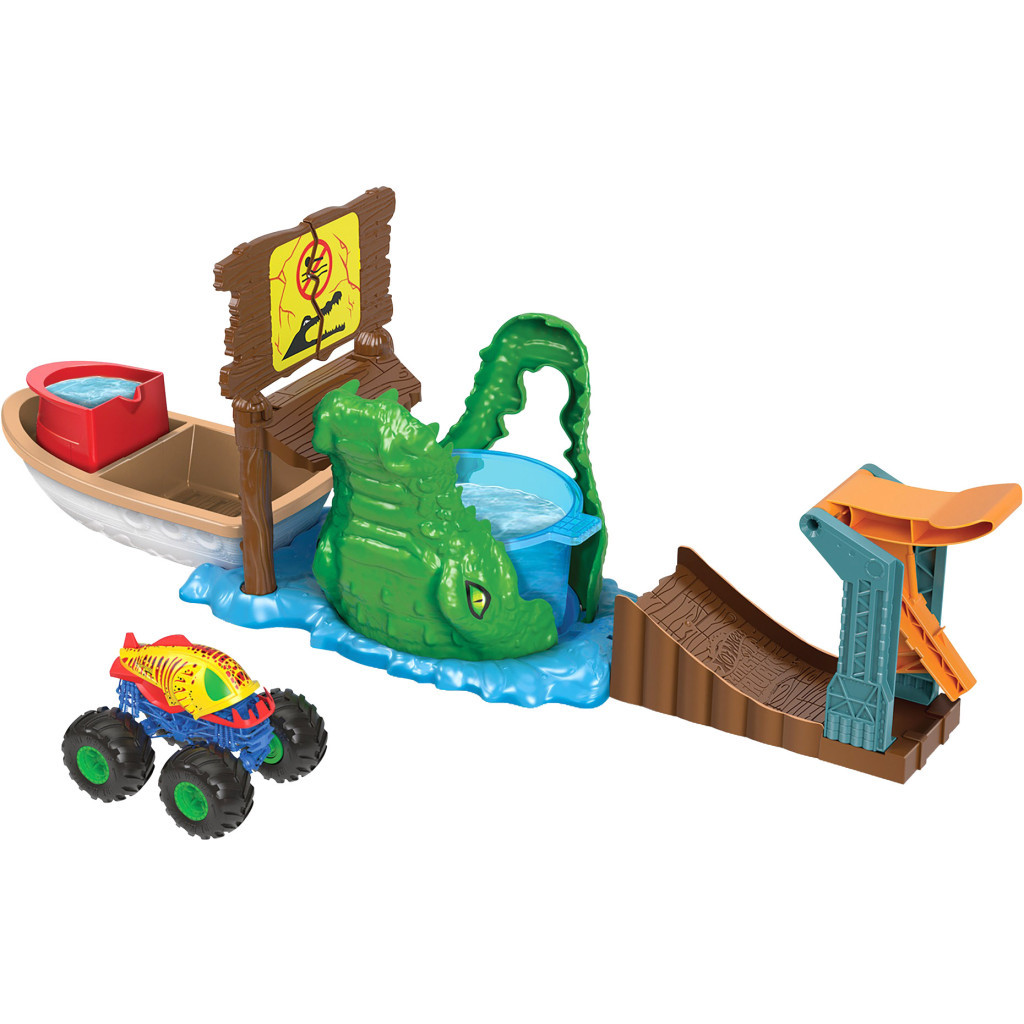 Автотрек Hot Wheels Полювання крокодила серії "Зміни колір" Monster Trucks (HGV14) - зображення 1