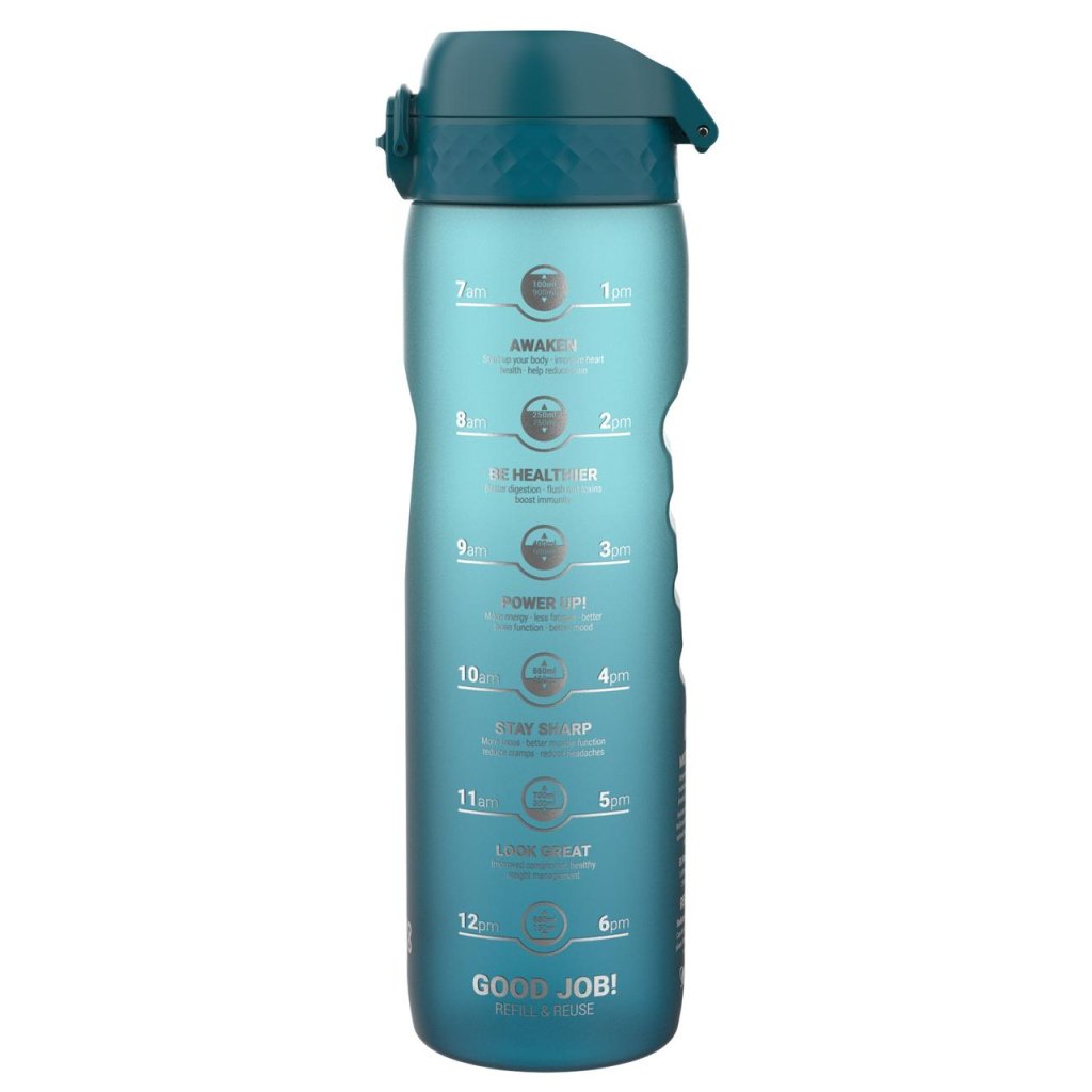 Пляшка для води ION8 OneTouch Times To Drink 1000 мл BPA Free, Teal & Blue (I8RF1000PTBMOT) - зображення 1