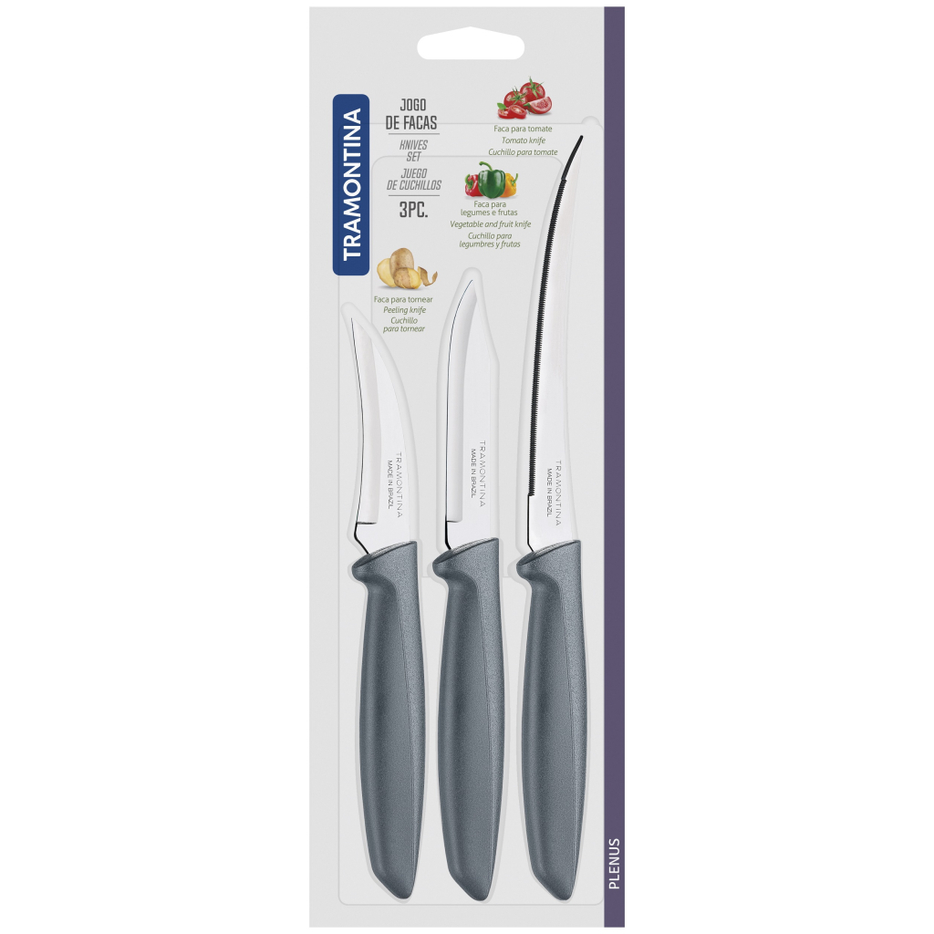 Набір ножів Tramontina Plenus Grey 3 предмети (23498/612) - зображення 3