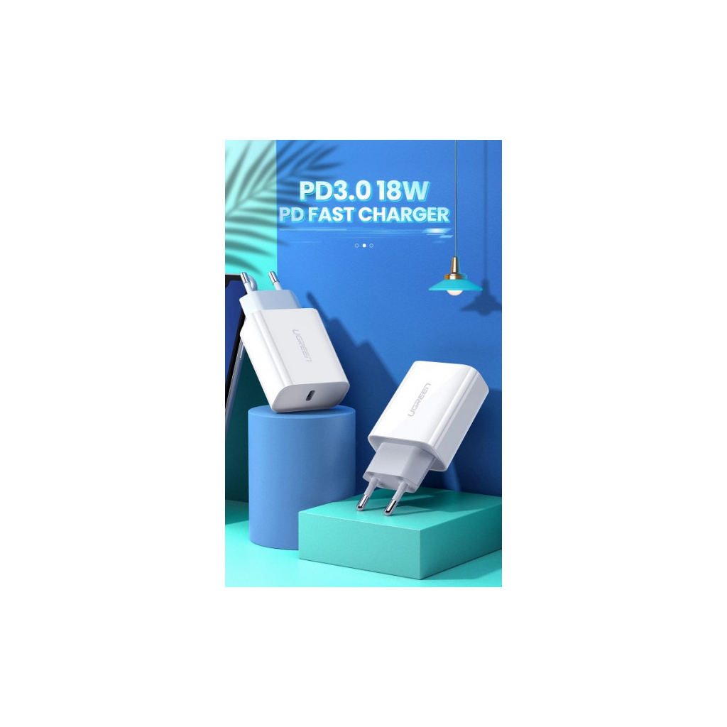 Зарядний пристрій Ugreen CD137 Type-C PD 20W Charger (White) (60450) - зображення 4