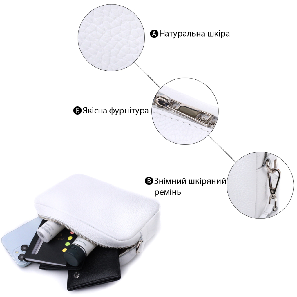 Сумка Shvigel З натуральної шкіри Біла (22840) - зображення 4