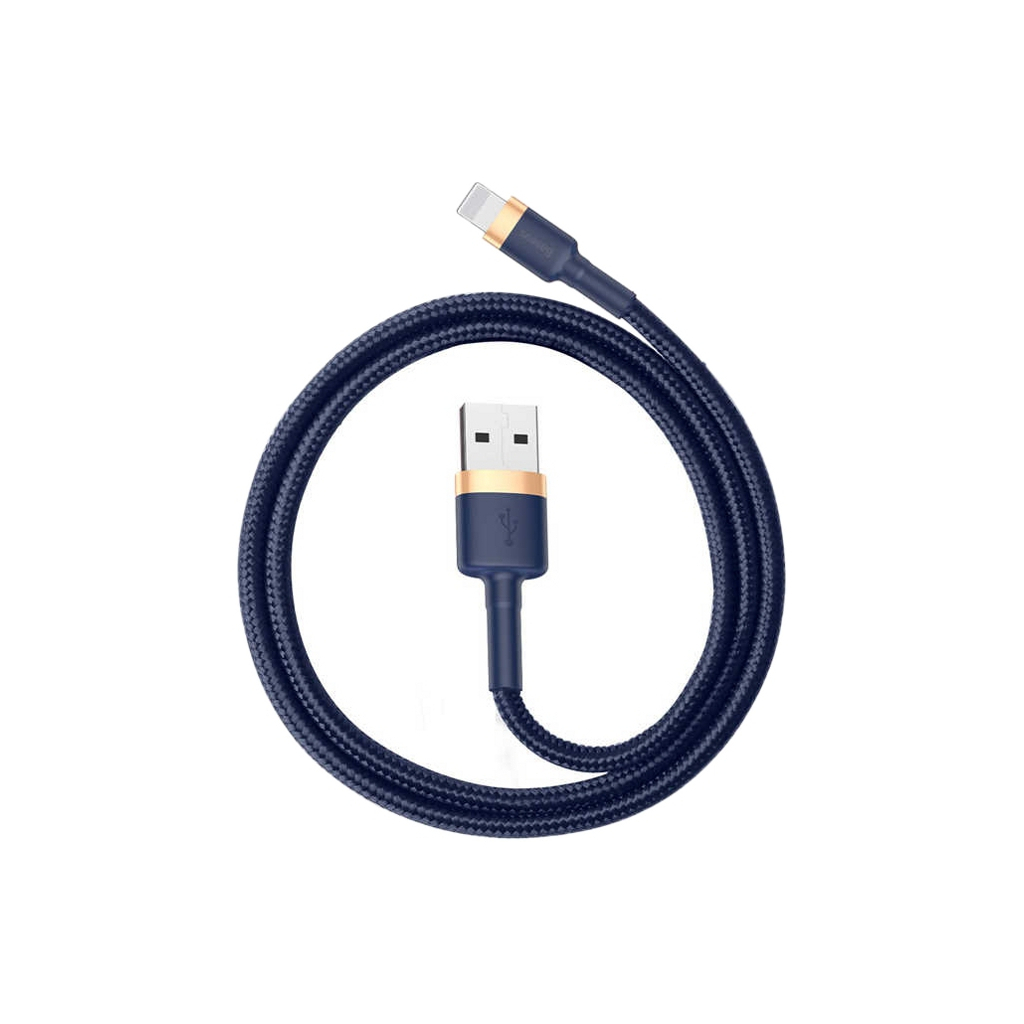 Дата кабель USB 2.0 AM to Lightning 1.0m 2.4A Cafule Blue-Gold Baseus (CALKLF-BV3) - зображення 2