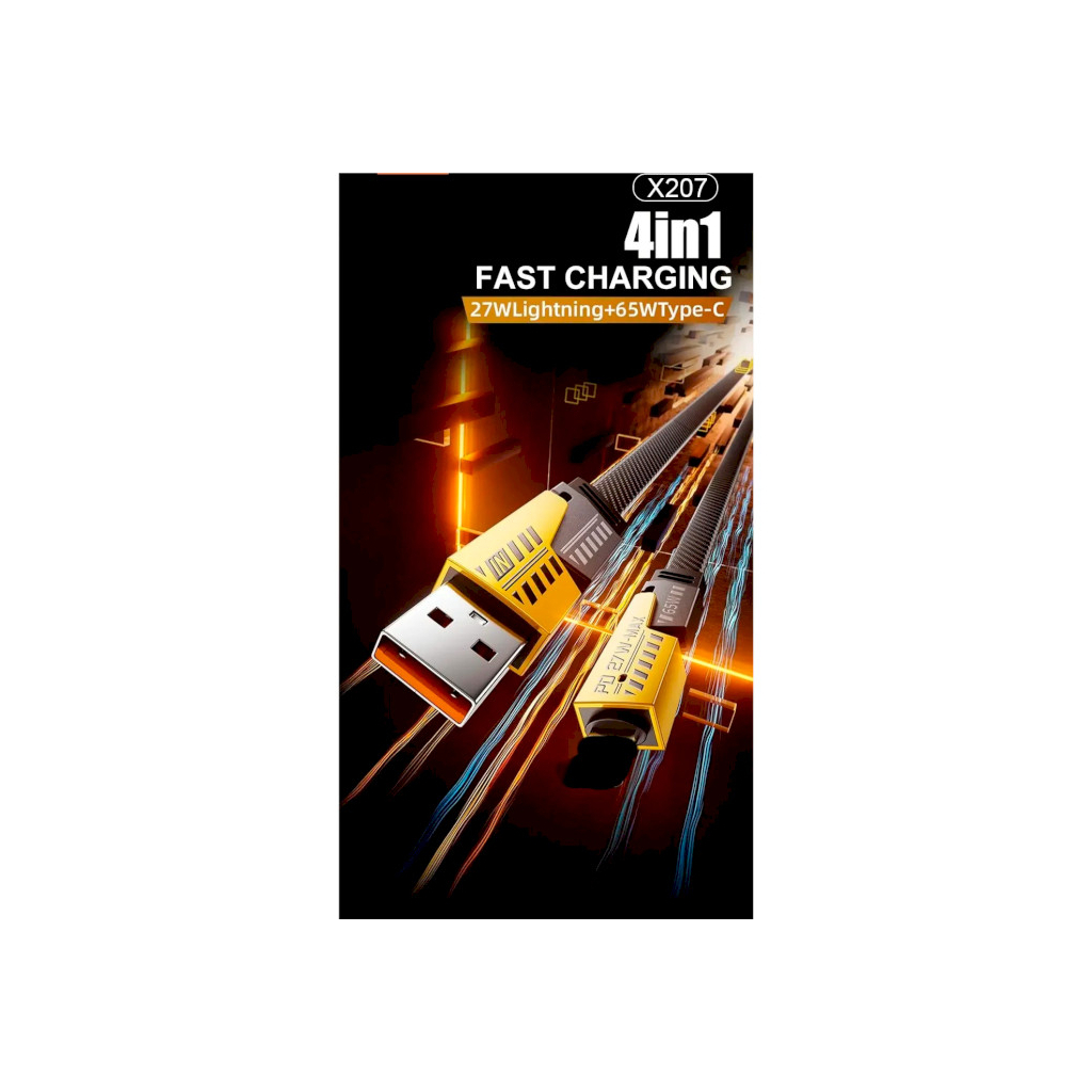 Дата кабель USB-C + USB-A to Lightning+USB-C 1.0m 65W X207 black WUW (6972573336524) - зображення 5