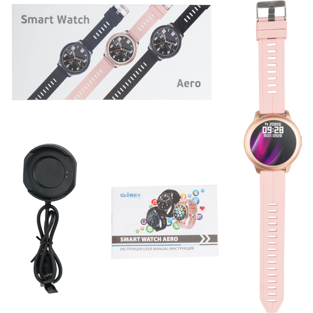 Смарт-годинник Globex Smart Watch Aero Gold-Pink - зображення 5